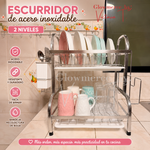 Estante Para Secar Platos Con Escurridor ACERO INOXIDABLE